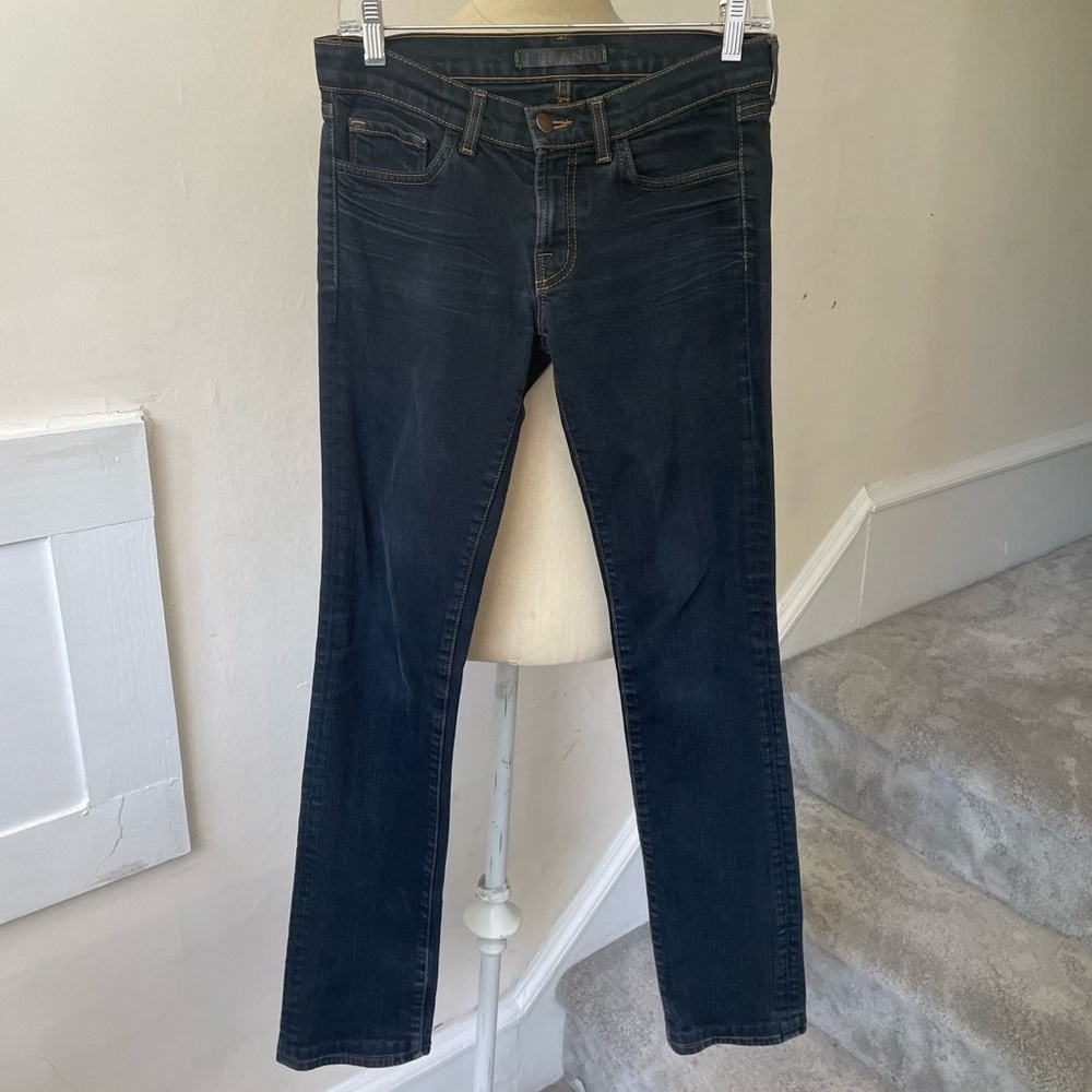 J Brand Faded Black Stretch Denim Straight Leg Jeans Size 26